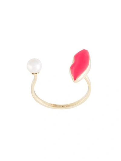 Delfina Delettrez 'lips Piercing' Ring In Multicolour