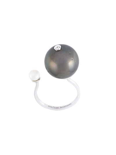 Delfina Delettrez 'pearl Piercing' Diamond Earring In Grey