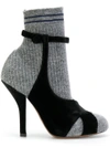 Fendi Mohair And Velvet Ankle Boots In Eer+gr.melaege Marie