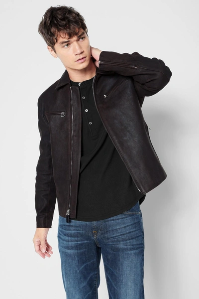 7 For All Mankind Leather Biker Jacket In Black Coffee | ModeSens