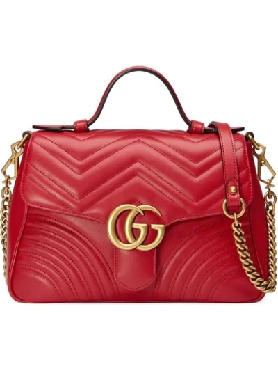 Gucci Red Small Gg Marmont 2.0 Bag In Red