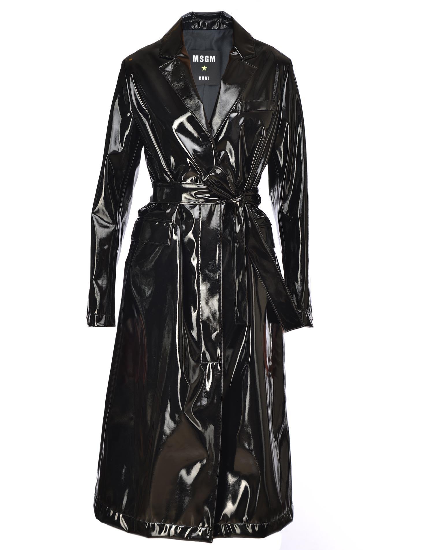 Msgm Tech Fabric Trench Coat In Black | ModeSens