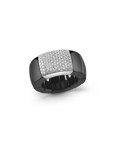 Roberto Demeglio 18k White Gold & Black Ceramic Domino Stretch Ring With Diamonds