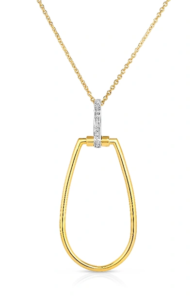 Roberto Coin 18k White & Yellow Gold Classic Parisienne Diamond Oval Pendant Necklace, 17 In Yw