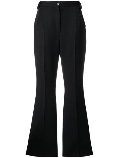 Nina Ricci Leather-trimmed Flared Trousers - Black