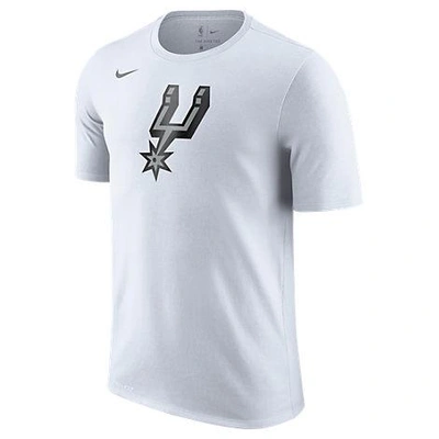Nike Men's San Antonio Spurs Dri-fit Cotton Logo T-shirt In White
