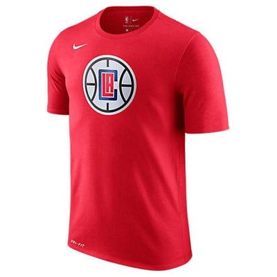 Nike Men's Los Angeles Clippers Dri-fit Cotton Logo T-shirt In Red