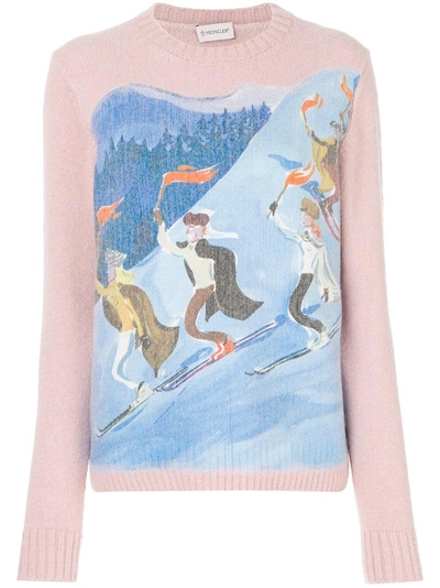 Moncler Ski Print Jumper In Pink