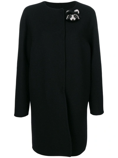 Ermanno Scervino Jewelled Bear Coat In Black
