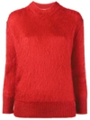Prada Crew Neck Knitted Sweater In Red