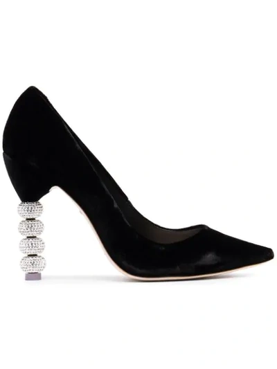 Sophia Webster Coco Crystal Embellished-heel Velvet Pumps In Black