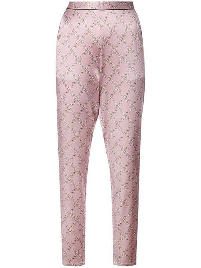 Fleur Du Mal Contrast Back Seam Pyjama Trousers - Pink In Pink & Purple