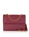 Tory Burch Fleming Imperial Garnet Leather Small Convertible Shoulder Bag In Burgundy