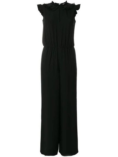 Red Valentino Embellished Collar Jumpsuit In Black