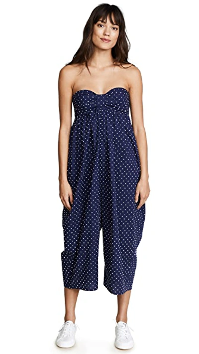 Marysia Leo Corillo Embroidered Cotton-voile Jumpsuit In Navy