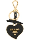 Prada Saffiano Heart Keychain - Black