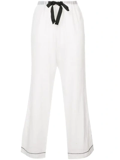 Morgan Lane Chantal Contrast-trim Pajama Pants In White
