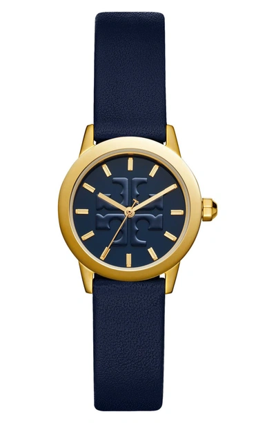 ? NEW Tory Burch Gigi Round Navy Watch Tory Burch Gigi Watch , Navy Leather Gold-tone 28 mm TBW2001  main image 3