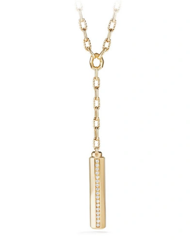 David Yurman Barrels Y Necklace With Diamonds In 18k Yellow Gold In White/gold