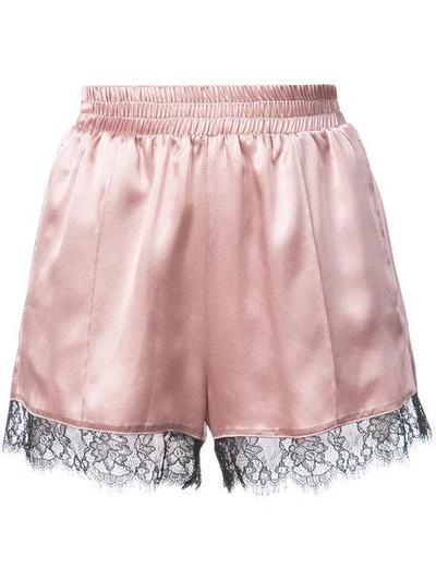 Fleur Du Mal Elasticized Silk Shorts In Rose Pink