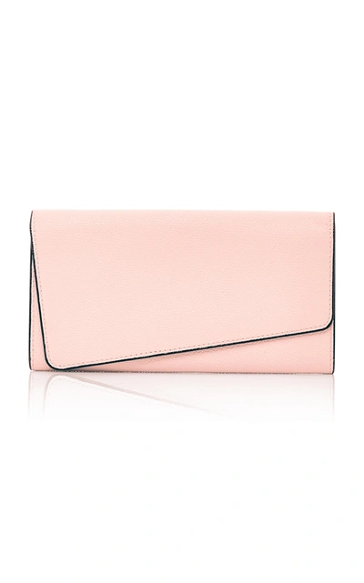 Valextra Twist Leather Wallet In Pink