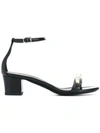 Lanvin 45mm Embellished Leather Sandals In Black