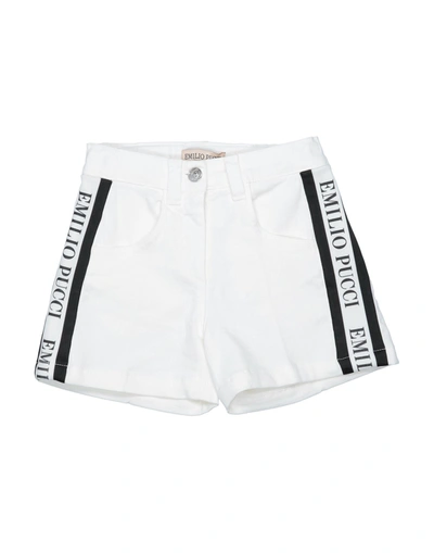 Emilio Pucci Kids' Denim Shorts In White