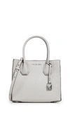 Michael Michael Kors Mercer Leather Crossbody Bag In Pearl Grey