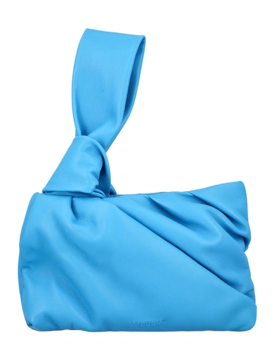 Ambush Nejiri Leather Wrist Clutch Bag In Blue