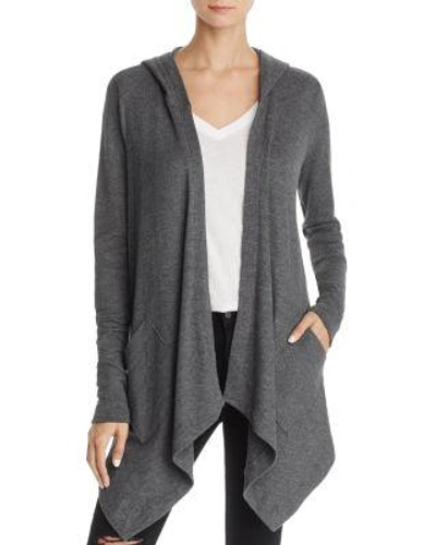Splendid Hooded Thermal Cardigan In Charcoal