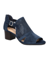 Bella Vita Illiana Womens Leather Perforated Block Heel In Navy Suede Leather