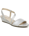Lifestride Yasmine Wedge Sandal In Silver Faux Leather