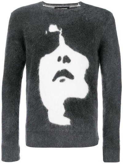 Neil Barrett Siouxsie Grey-black Wool Knit In Charcoal-offw