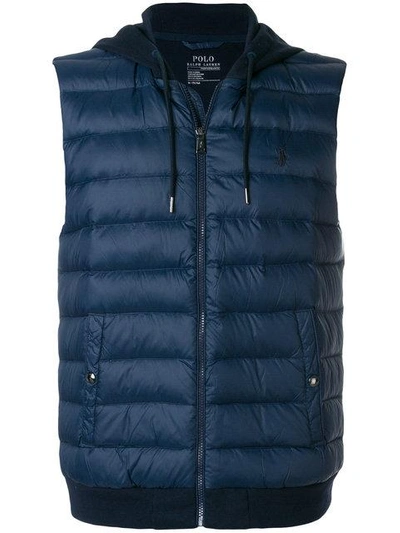 Polo Ralph Lauren Padded Hooded Gilet In Blue