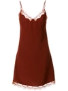 Chloé Lace Trimmed Slip Dress In Saffroe Red