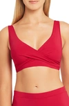 Sea Level Cross Front Multifit Bikini Top In Red