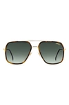 Carrera Eyewear 59mm Gradient Rectangle Aviator Sunglasses In Havana Gold / Green