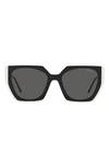 Prada 55mm Gradient Rectangular Sunglasses In Black