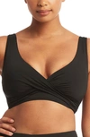 Sea Level Cross Front Multifit Bikini Top In Black