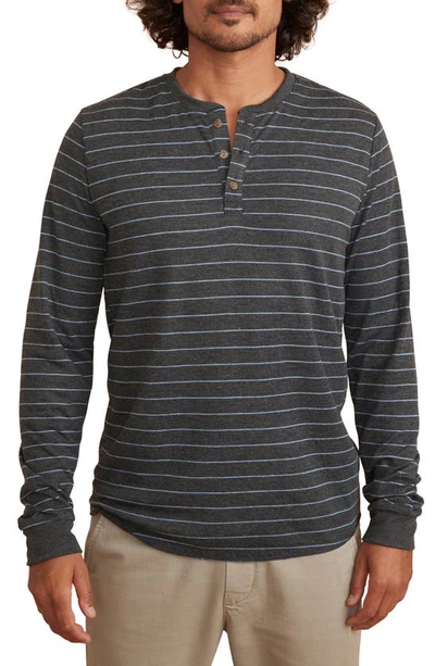 Marine Layer Double Knit Long Sleeve Henley In Charcoal