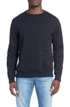 Billy Reid Dover Crewneck Sweatshirt With Leather Elbow Patches In Dark Midnight