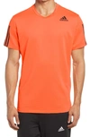 Adidas Originals Aero 3-stripe Stretch T-shirt In Screaming Orange