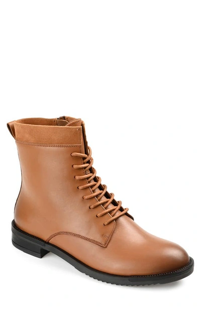 Journee Signature Natara Lace-up Bootie In Tan