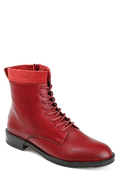Journee Signature Natara Lace-up Bootie In Red
