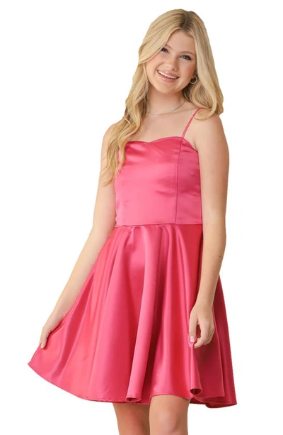 Un Deux Trois Kids' Fit & Flare Dress In Fuchsia