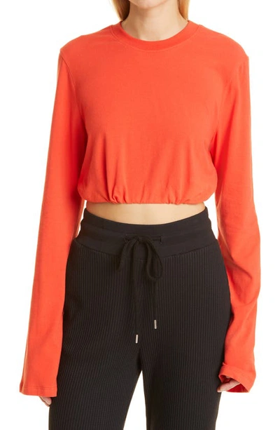 The Range Cropped Supima Cotton-blend Jersey Top In Blood Orange