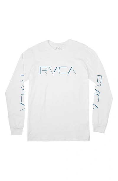 Rvca Drop Shadow Long Sleeve Cotton Graphic Logo Tee In White | ModeSens