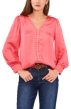 Vince Camuto Studded Blouse In Carmine Pink