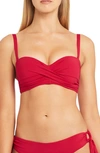Sea Level Twist Front Bandeau Bikini Top In Red