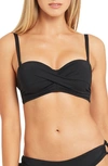 Sea Level Twist Front Bandeau Bikini Top In Black